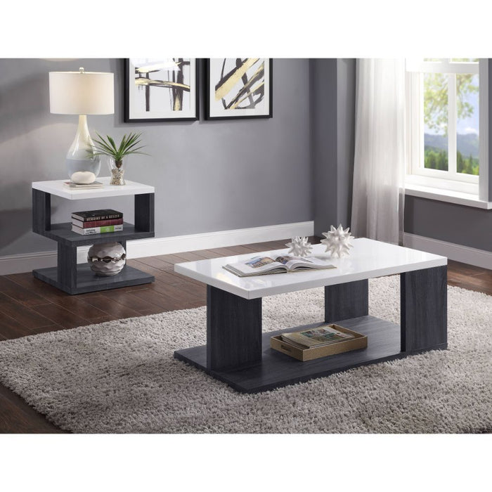 Pancho - Coffee Table - Gray & White High Gloss