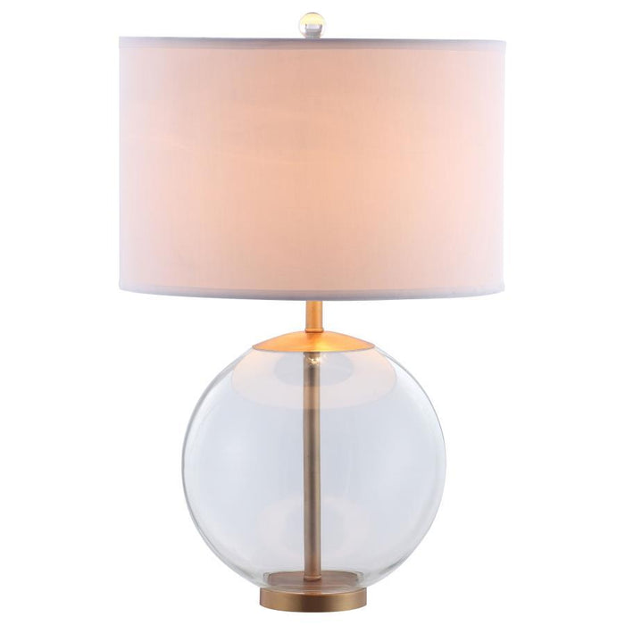 White - Drum Shade Table Lamp With Glass Base White