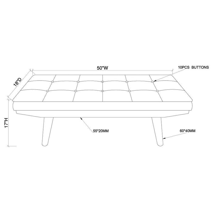 Taupe - Upholstered Tufted Bench Taupe And Natural