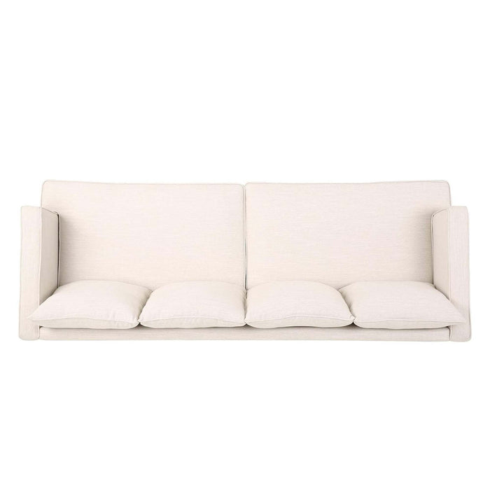 Comfy 3 Seat Sofa With Tufted Back And Arm, Modern For Living Room - Beige