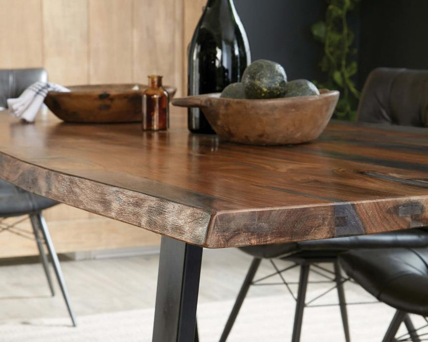 Ditman Live Edge Dining Table Grey Sheessam And Black