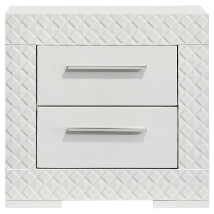 Ives - 2-Drawer Nightstand Bedside Table - White High Gloss