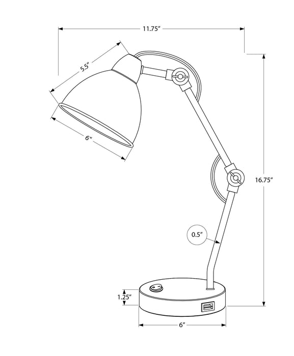 Lighting, Table Lamp, USB Port Included, Nickel Metal, Nickel Shade, Modern - Silver