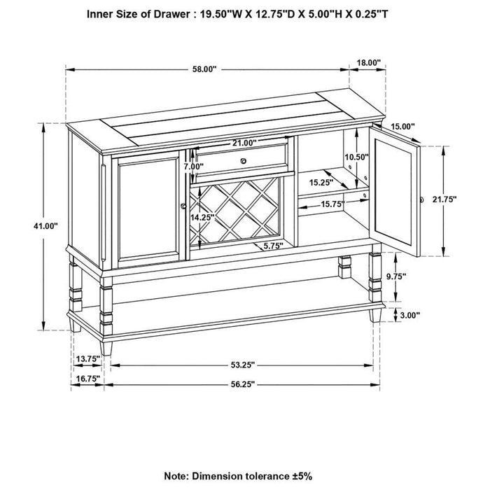 Parkins Server With Lower Shelf Rustic Espresso