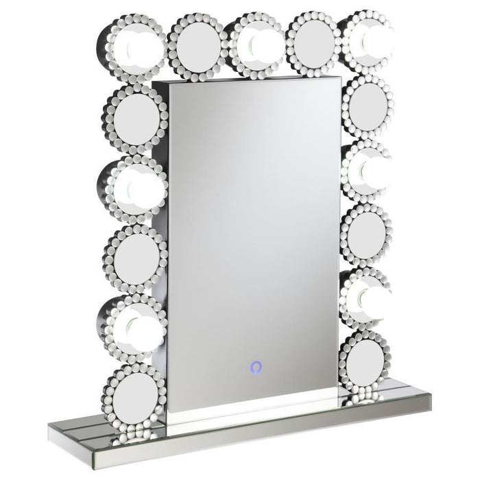 Aghes - Rectangular Table - Mirror With LED Lighting Mirror - Silver