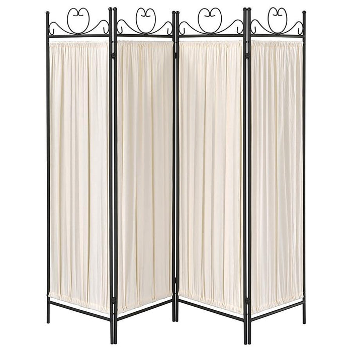 Beige - 4-panel Folding Screen Beige And Black