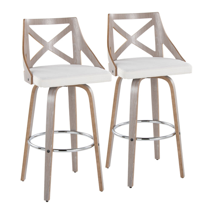 Charlotte - Farmhouse Fixed-Height Barstool With Swivel With Round Footrest (Set of 2)