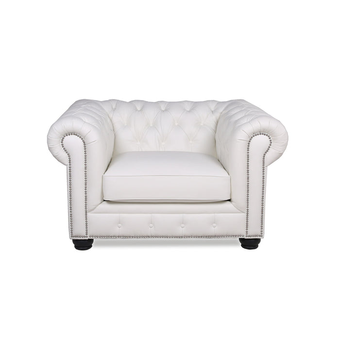 Traditional Tufted Leather Chesterfield Nailhead Chair