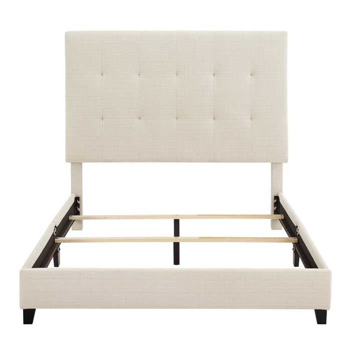 Queen Size Beige Tufted Upholstered Platform Bed