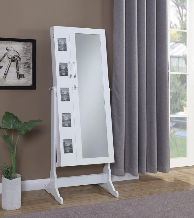 Jewelry Cheval Mirror With Picture Frames White