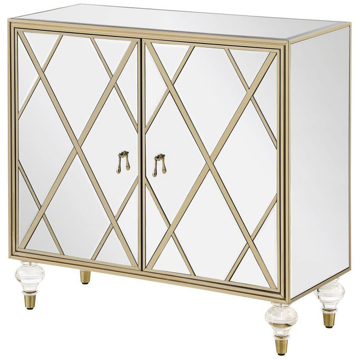 Astilbe - 2-Door Accent Cabinet - Mirror And Champagne