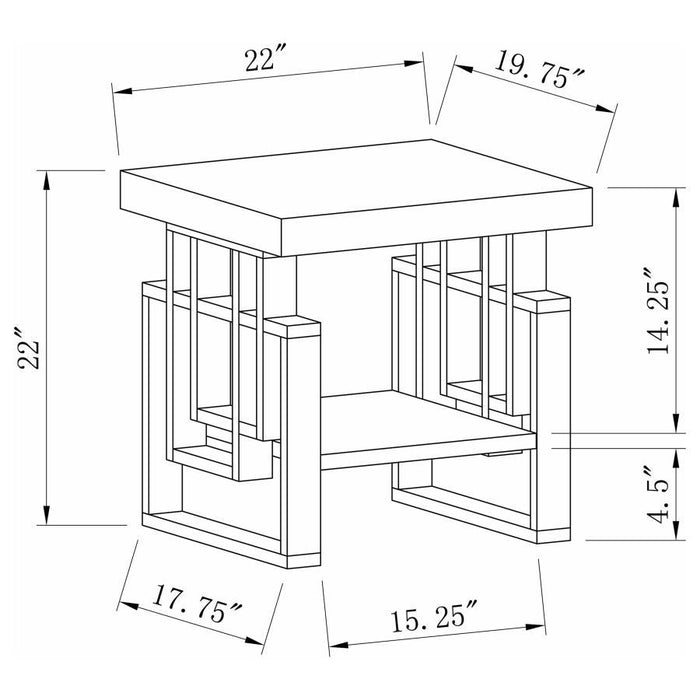 Rectangular End Table High Glossy White