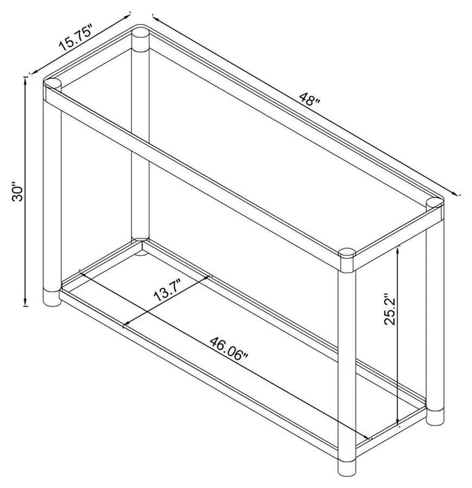 Living Room: Glass Top Occasional Tables - Claude Sofa Table With Lower Shelf Chrome And Clear