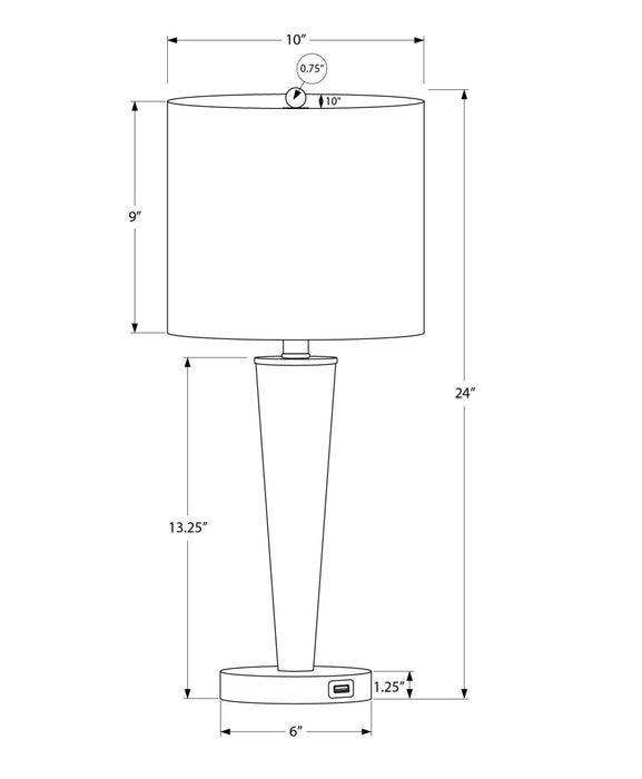 Lighting, Table Lamp, USB Port Included, Nickel Metal, Contemporary (Set of 2) - Silver