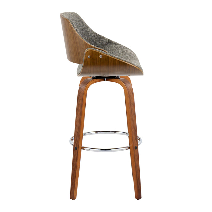 Fabrizzi - Mid Century Modern Fixed Height Barstool With Swivel With Round Footrest (Set of 2)