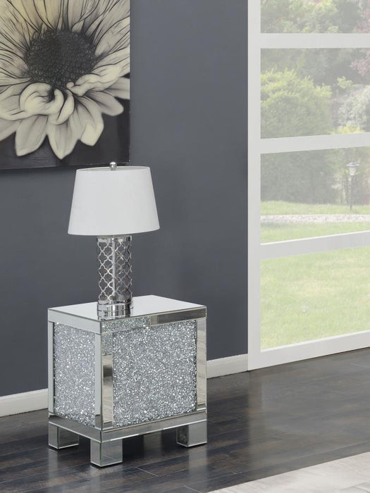 Layton Square End Table Silver And Clear Mirror