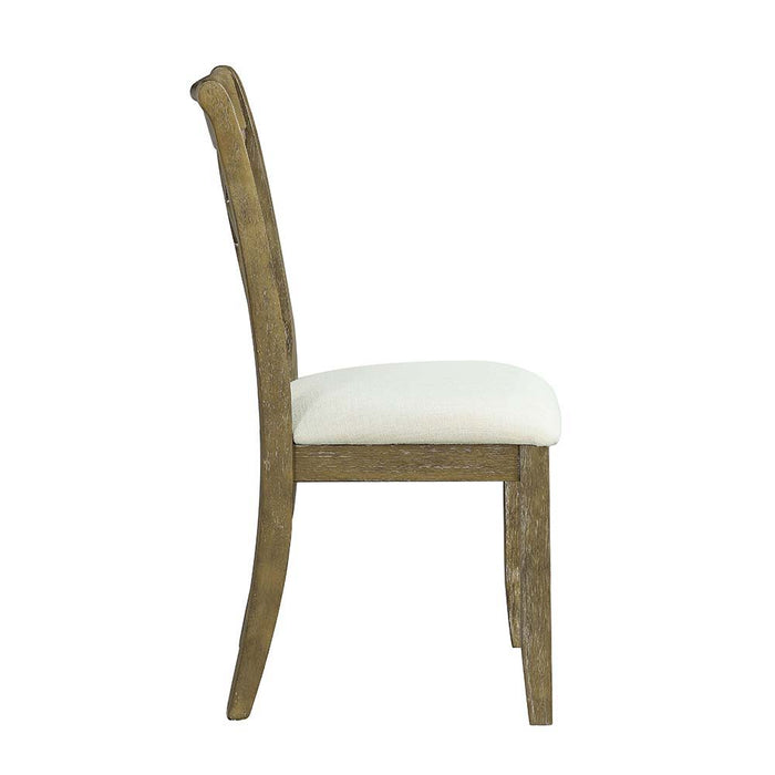 Karsen - Side Chair (Set of 2) - Beige Linen & Rustic Oak Finish