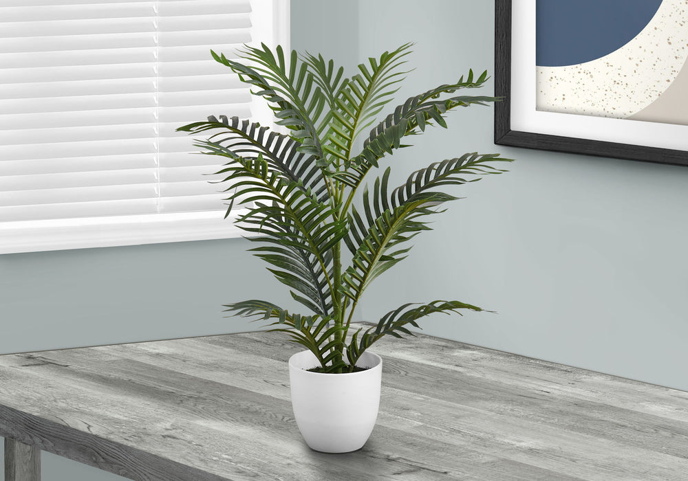 Artificial Plant, 28" Tall, Palm Tree, Indoor, Faux, Fake, Floor, Greenery, Potted, Real Touch, Decorative - Green / White