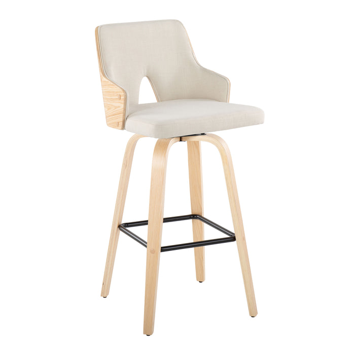 Stella - Contemporary Fixed Height Barstool With Swivel Square Footrest (Set of 2)