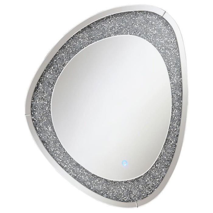 Mirage - Acrylic Crystals Inlay Wall Mirror With LED Lights - Silver