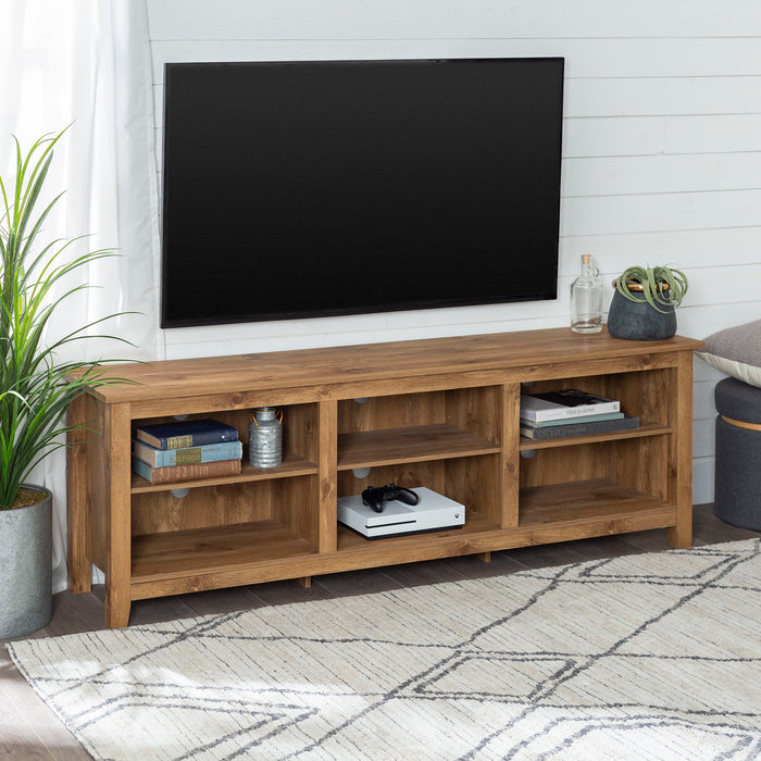 Modern Transitional 3 Shelf Open Storage 70" TV Stand For 80" TVs