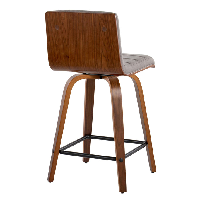 Vasari - Mid Century Modern Fixed Height Counter Stool With Swivel With Square Footrest (Set of 2)