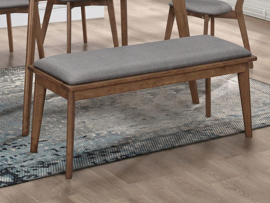 Gray - Alfredo Upholstered Dining Bench Grey And Natural Walnut