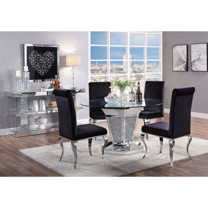 Noralie - Dining Table - Mirrored, Faux Diamonds & Clear Glass