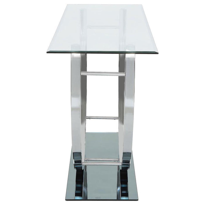 Living Room: Glass Top Occasional Tables - U-shaped Sofa Table Chrome