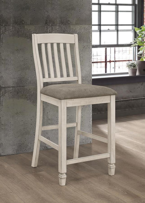 Sarasota Collection - Fossil - Sarasota Slat Back Counter Height Chairs Grey And Rustic Cream (Set of 2)