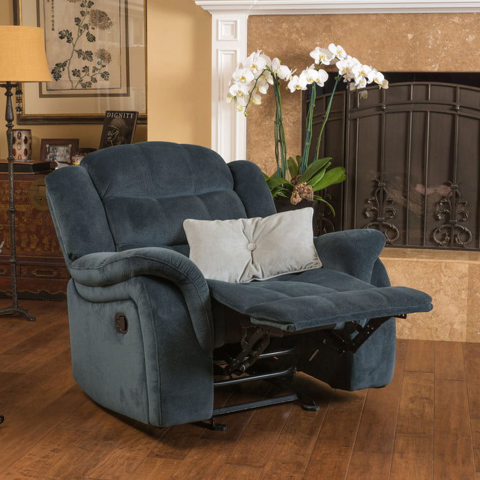 Classic Design, Plush Fabric, Glider Recliner