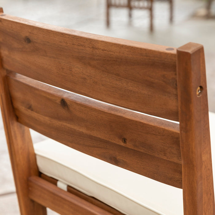 Modern 2 Piece Solid Acacia Wood Counter Stools With Cushion