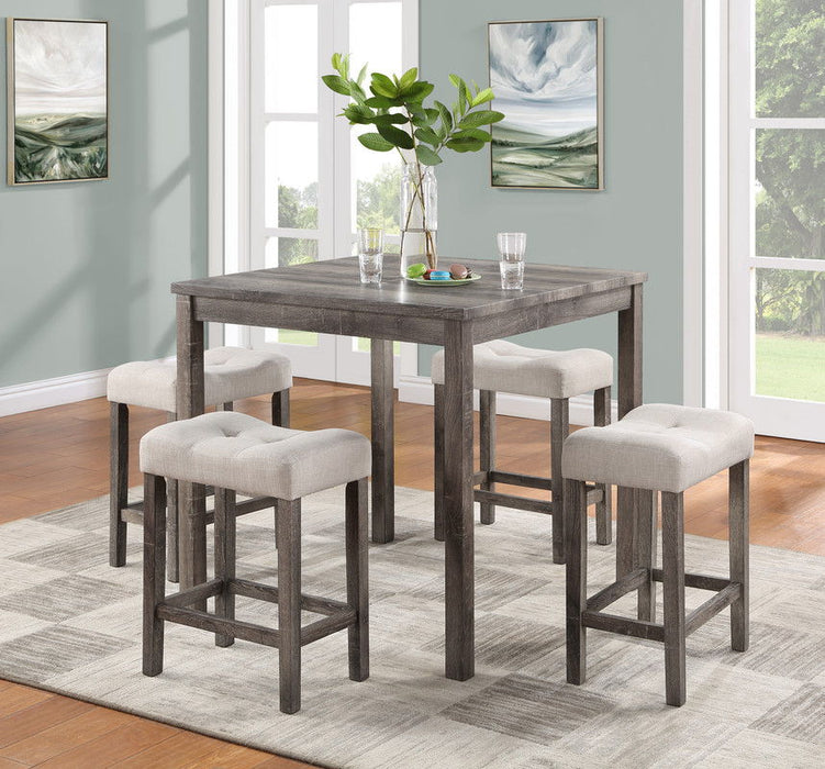 Lucian - Counter Height Pub Table With Tufted Linen Stools