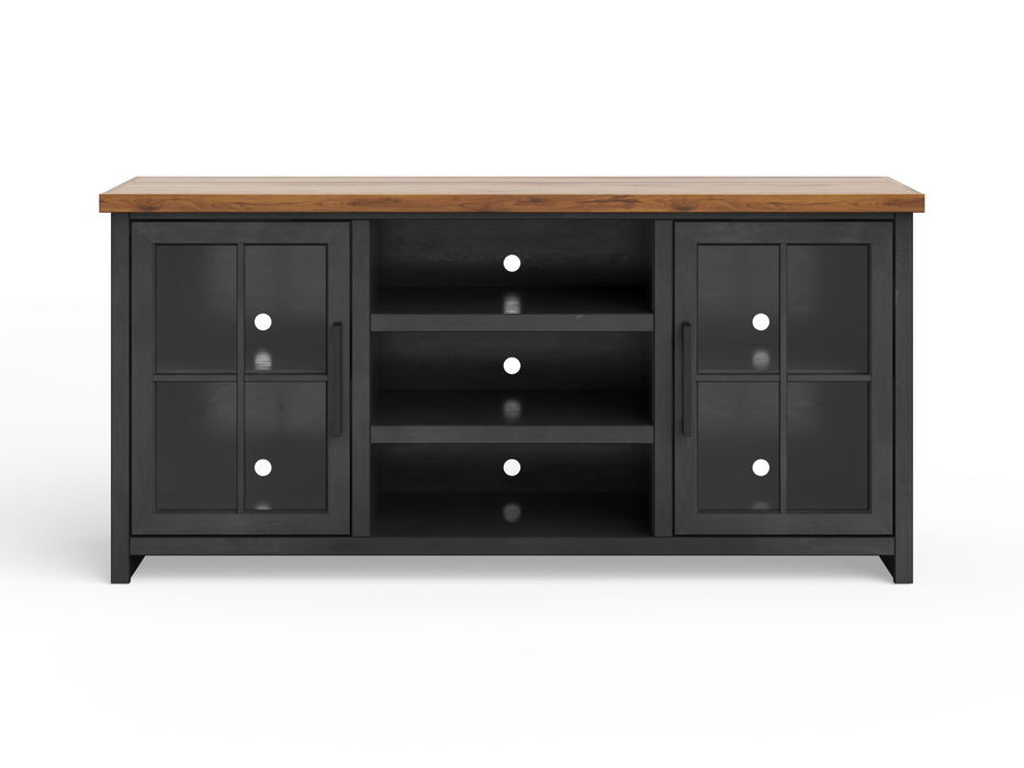 Bridgevine Home - Essex 67" TV Stand Console for TVs up to 80"es - Black and Whiskey Finish