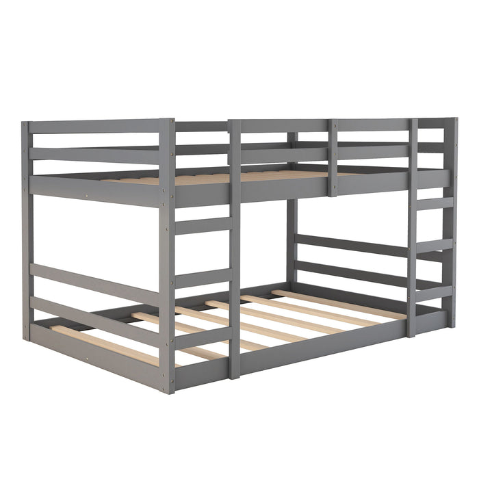 77.4" Full Over Full Bunk Bed With Ladder - Gray