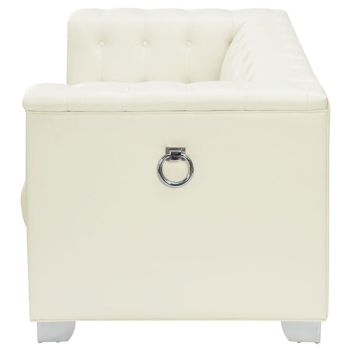 Chaviano Collection - Pearl White - Chaviano Tufted Upholstered Loveseat Pearl White