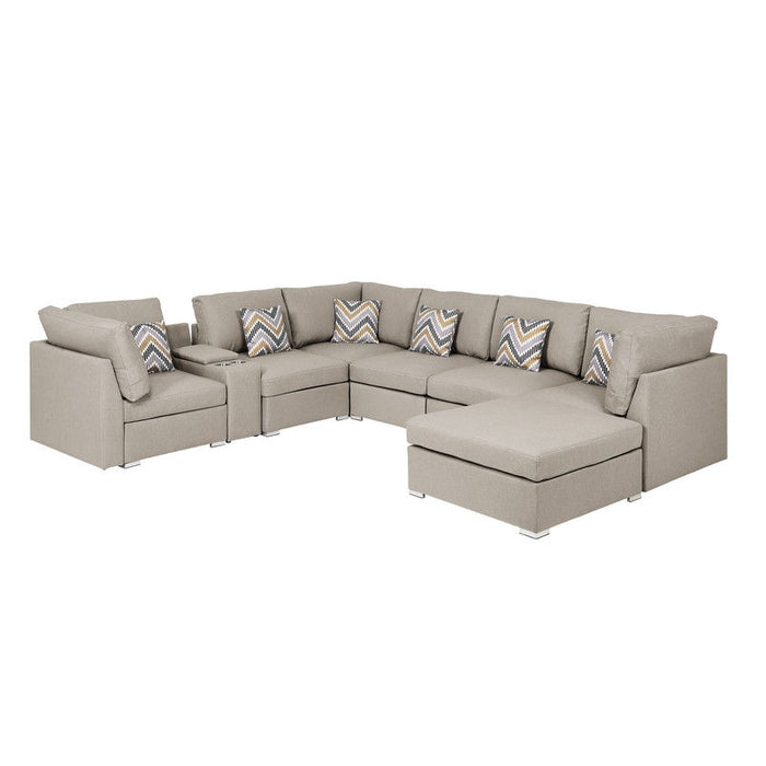 Amira - Reversible Modular Sectional Sofa With USB Console And Ottoman