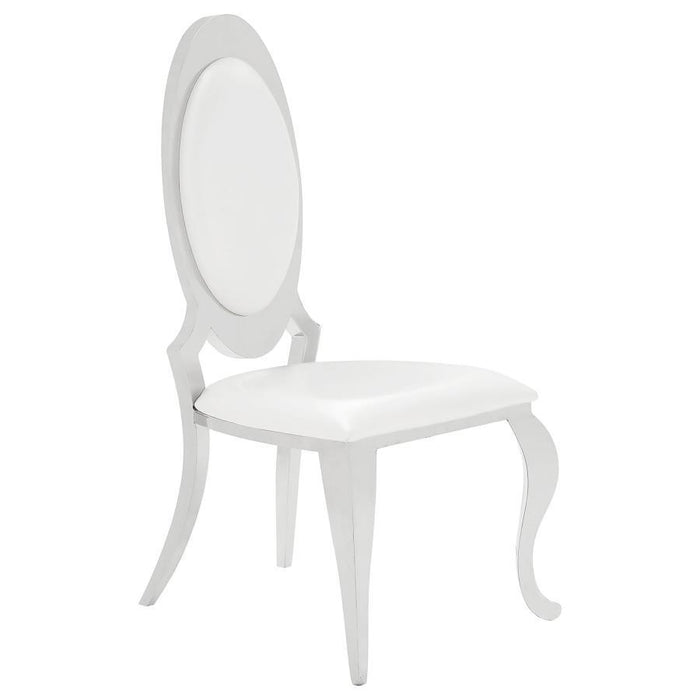 Creamy White - Antoine Oval Back Side Chairs Cream And Chrome (Set of 2)