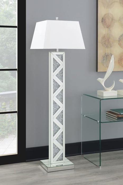 White - Geometric Base Floor Lamp Silver