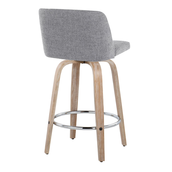 Toriano - Modern Design Fixed Height Counter Stool With Swivel With Round Footrest (Set of 2)