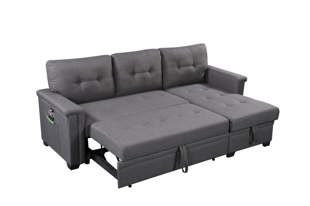 Ashlyn - Reversible Sleeper Sectional Sofa With Storage Chaise, USB Charging Ports And Pocket