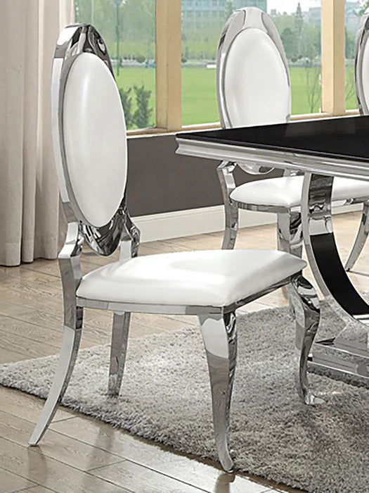 Creamy White - Antoine Oval Back Side Chairs Cream And Chrome (Set of 2)