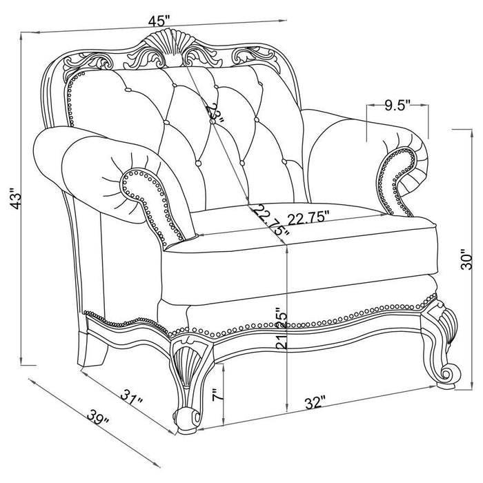 Victoria Collection - Tri-tone - Victoria Rolled Arm Chair Tri-tone And Warm Brown