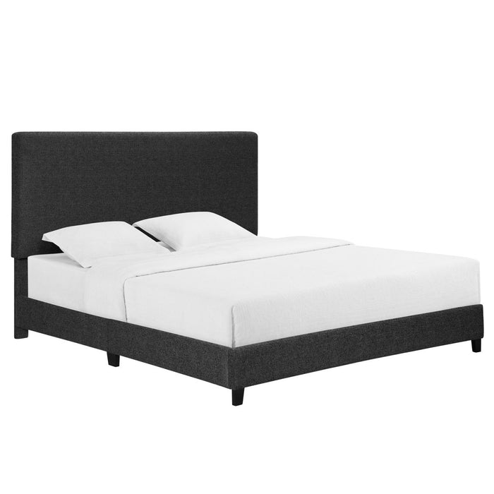 King Size Upholstered Platform Bed - Charcoal Gray