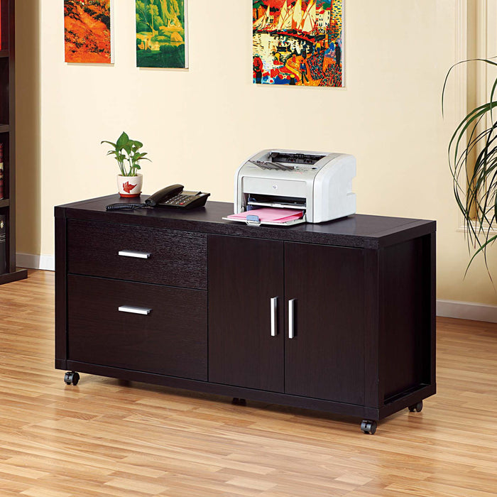 Office File Credenza, Work Office Printer Cabinet With Storage Drawers And File Cabinet - Red Cocoa