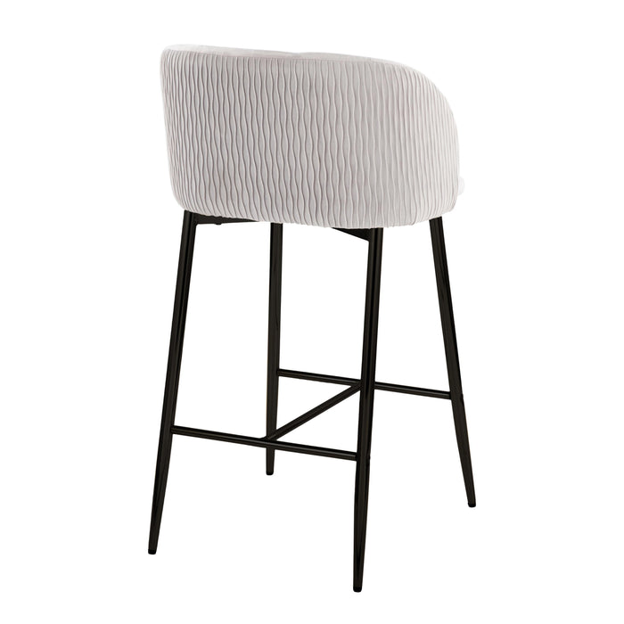 Fran - Pleated Waves Contemporary Fixed Height Counter Stool (Set of 2)