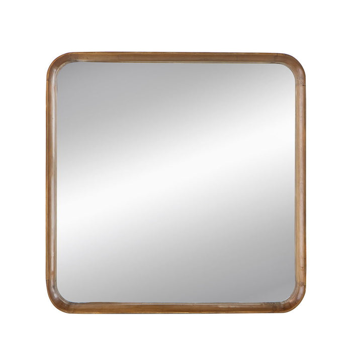 Square Mirror With Wood Frame, Wall Mirror For Living Room Bathroom Entryway - Brown