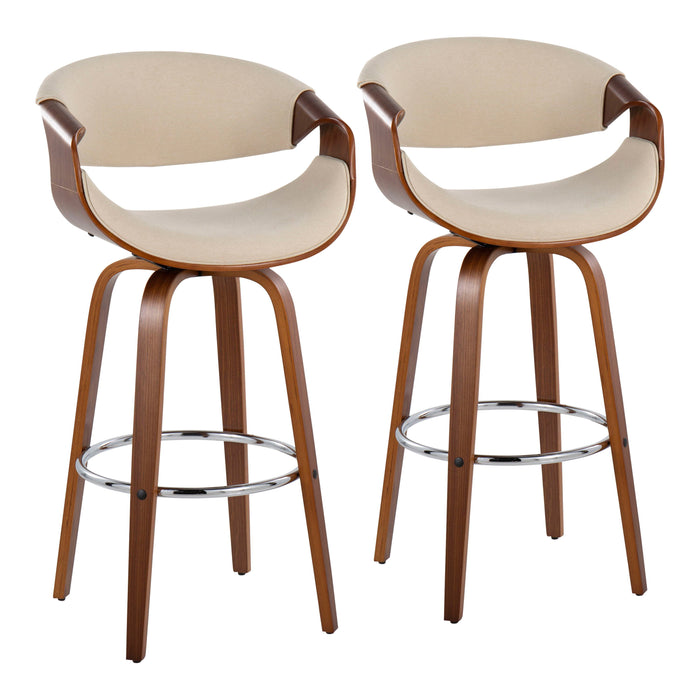 Curvini Mid - Century Modern Fixed Height Barstool With Swivel (Set of 2)