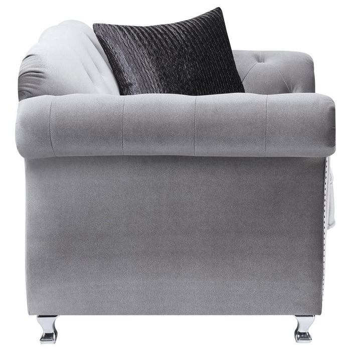 Silver - Frostine Button Tufted Chair Silver