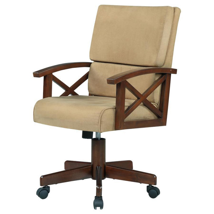 Marietta Game Table - Tan - Marietta Upholstered Game Chair Tobacco And Tan